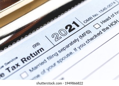 Tax time 2021 with 1049 individual tax form close up