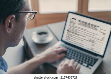 Taxes, Filling Electronic Tax Form Online, Blurred Screen