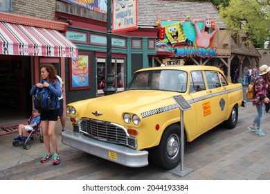 The Taxi, 1970, From The Movie Blue Collar, 1978, On Display At Universal Studios Hollywood. Los Angeles, California, USA - July 2015.