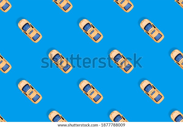 Taxi\
car top view. Seamless pattern on the theme of\
taxi.