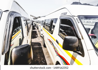 Taxi Fleet At A Taxi Terminal In Cape Town, South Africa