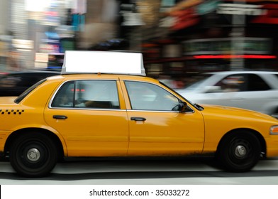 Taxi Top Advertising In Times Square, New York City