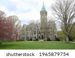 Taylor Hall of Bryn Mawr College on a cloudy day in early spring, Bryn Mawr, Pennsylvania, USA