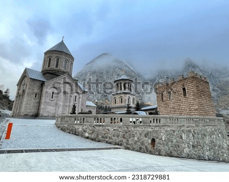 Tbilisi, Georgia. 21 October 2022. Gergeti Trinity Church, Kazbegi. located at an altitude of 2170m.