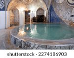 Tbilisi, Georgia - May 28, 2022: Sulfur bath interior fragment.