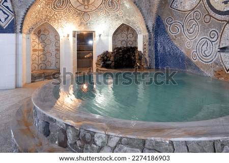 Tbilisi, Georgia - May 28, 2022: Sulfur bath interior fragment.