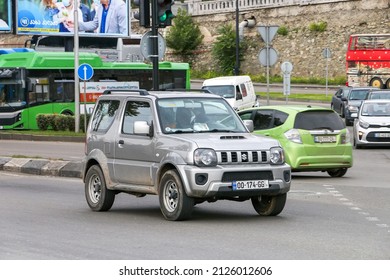 Tbilisi, Georgia - October 10, 2021: Compact Offroad Car Suzuki Jimny In A City Street.