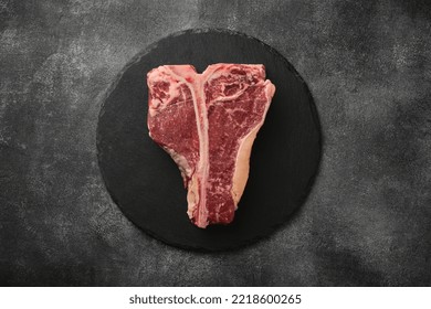 T-bone Or Porterhouse Raw Steak Of Beef Cut From The Short Loin. 