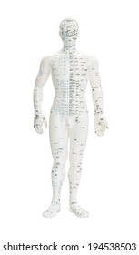 TCM and acupuncture points on a white figure