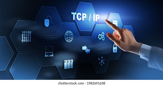 TCP IP. Network Data Transmission Model On Abstract Background