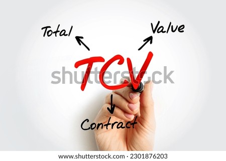 TCV Total Contract Value - potential revenue associated with the contract and estimated at the commencement of the contract, acronym text concept background