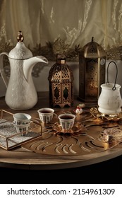 Tea In Arabian Style Teapot, Lantern. Ramadan Vibes