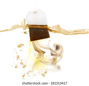 Tea Bag Dipped In Hot Water