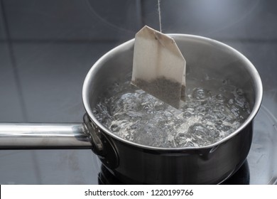 Tea Bag On Boiling Water