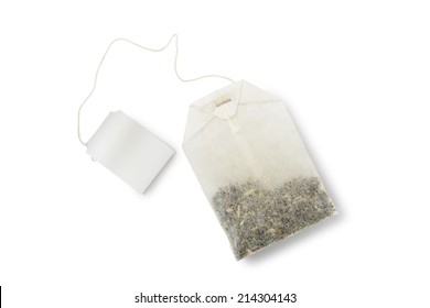 Tea Bag With White Tag, Isolated On White Background