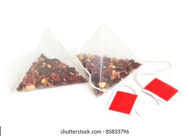 Tea Bags On A White Background