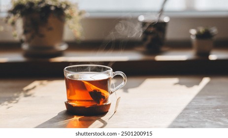 Tea is a beverage containing caffeine, an infusion made by steeping the dried leaves, buds, or leaf stalks of the Camellia sinensis plant with hot water