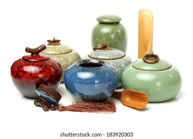 Tea Canister On White Background 