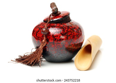 Tea Canister On White Background 