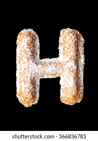 Tea Cookie With Powder Sugar, H Letter Of The Alphabet