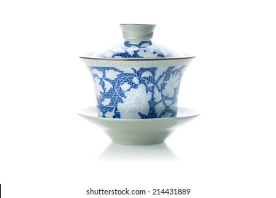 Tea Cup In Chinese Style Isolated On White Background