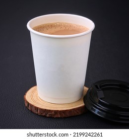 Tea Cup Full Of Tea On A A Piece Of Wood Royalty Free Stock Photo, Picture