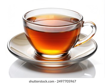 tea in a cup on a white background for breakfast or dinner