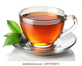 tea in a cup on a white background for breakfast or dinner