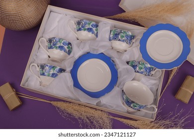 Tea cups set design background