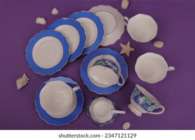 Tea cups set design background