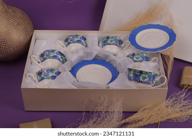 Tea cups set design background