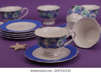 Tea cups set design background