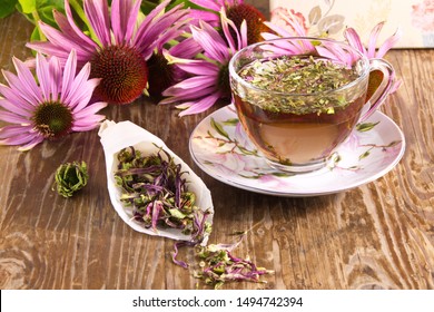 Tea drink with Echinacea purpurea (Echinacea purpurea) dried folk medicine