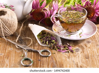 Tea Drink With Echinacea Purpurea (Echinacea Purpurea) Dried Folk Medicine