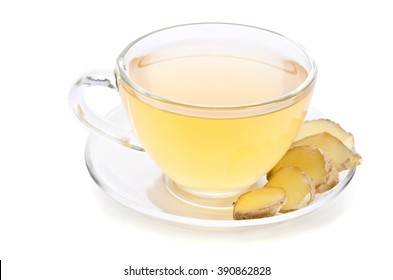 Tea with Ginger Root isolated on white background