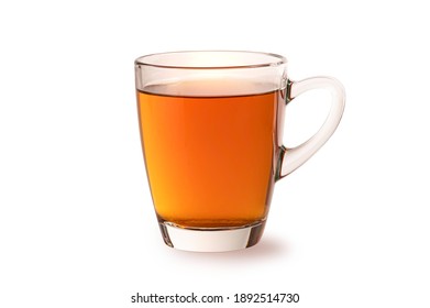 Tea In Glass Cup Isolated On White Background.