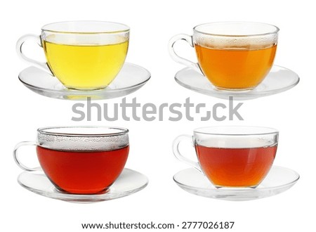 Tea in glass cups on transparent background
