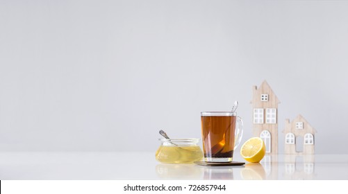 Tea In Glass With Honey And Lemon