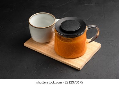 Tea, Hot Fruit Teas On A Black Background