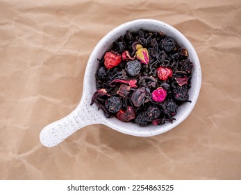 Tea mixture with cherry fruits and rose buds. Macro - Shutterstock ID 2254863525