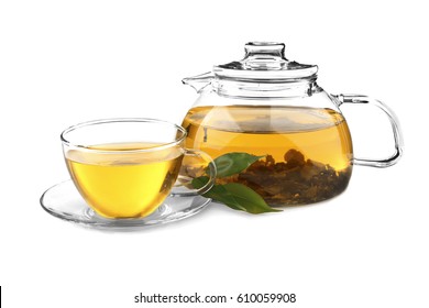 Tea Pot With Cup Isolated On White