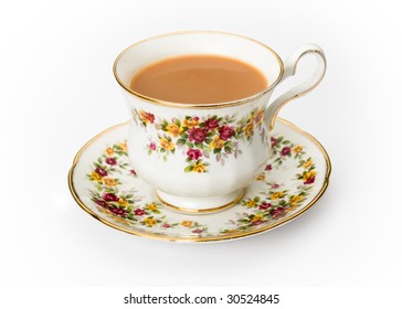 Tea Served In A Traditional English Cup And Saucer