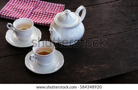Tea set background with copy space