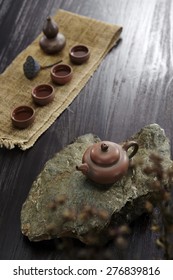 Tea Set On Table, Chinese Tea Culture Background