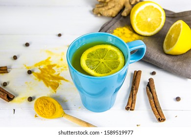 Tea With Turmeric. Body, Liver Detox. Lemon, Ginger, Pepper, Cinnamon.