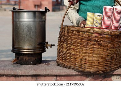 Tea venders serving lemon tea on the street of varanshi.