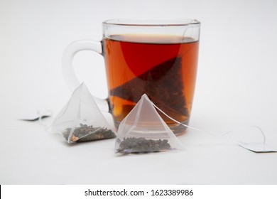 Teabag. Tea In Pyramid Bags.   