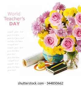 Teacher Day Aster Rose Flowers Bunch Stock Photo 344850662 | Shutterstock