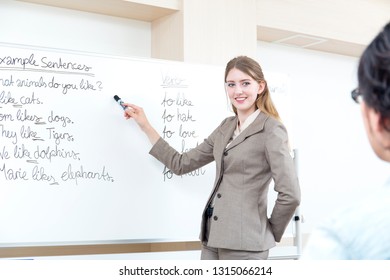 
Teacher Doing Classes In English Conversation Classroom