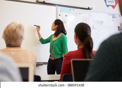 Teacher In Front Of Students At An Adult Education Class